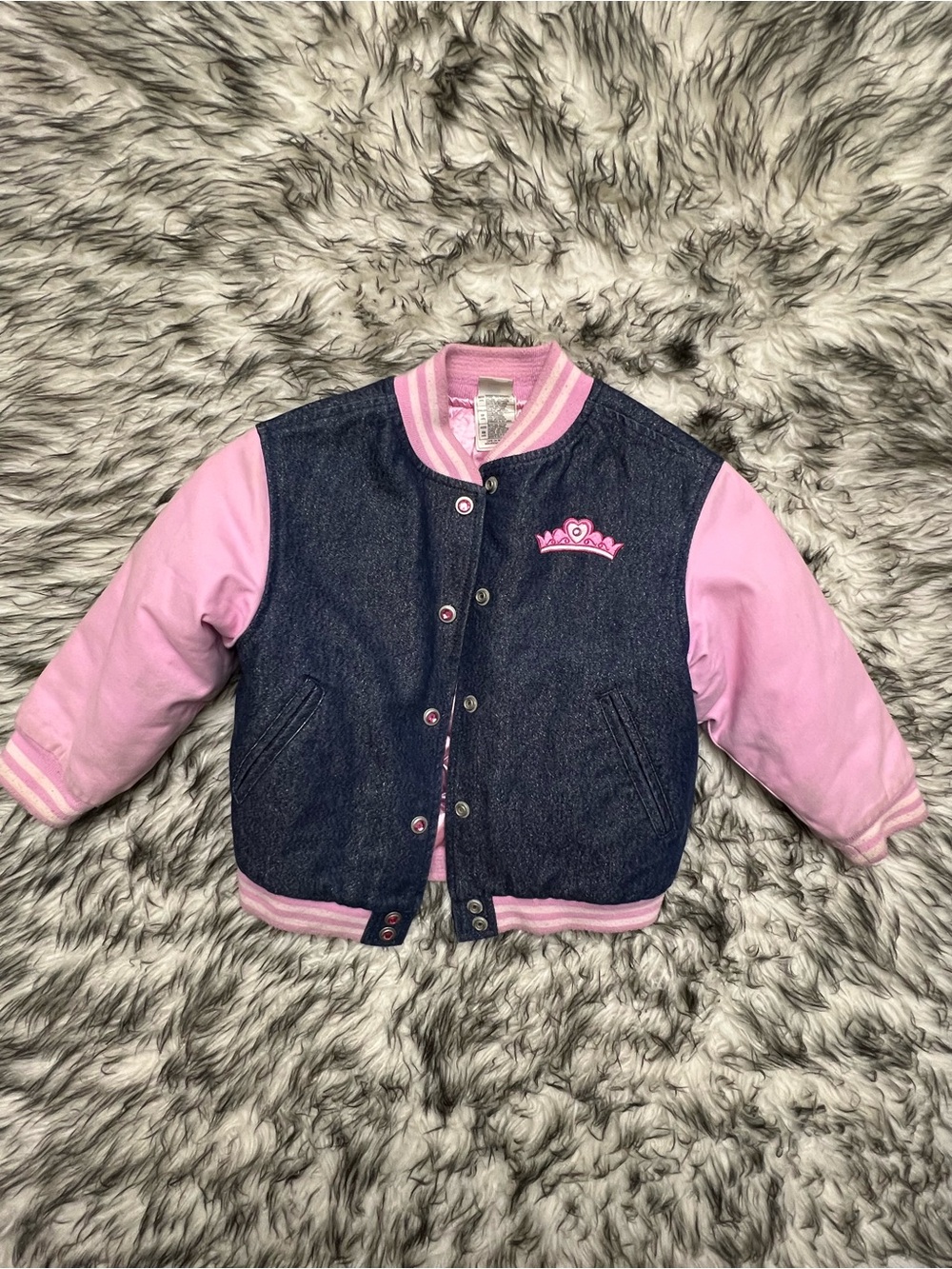 Disney Pink & Navy Denim Girls' Bomber Jacket